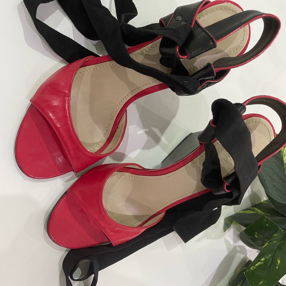 Paule ka red fancy red wedges open toes size 36